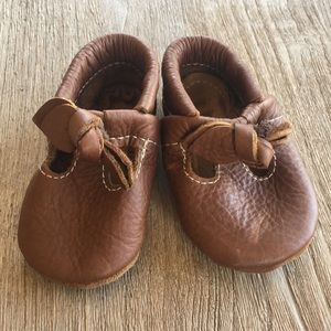 Leather Soft Sole Bow T Strap Moccasin Baby Girl